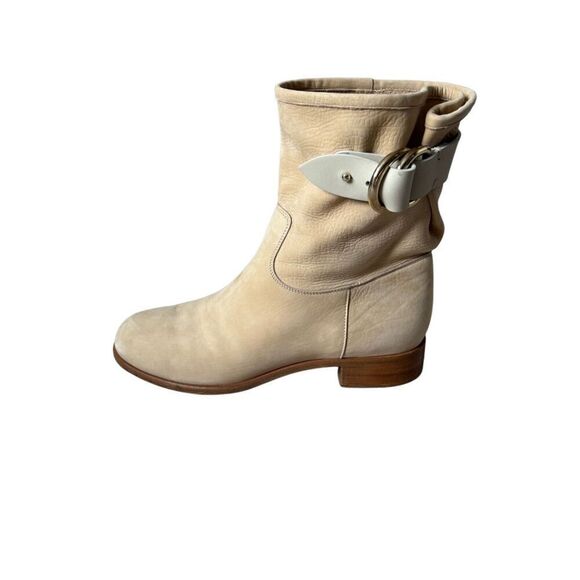 Frye Ricki Ring Fold Back Soft Leather Bootie size 7.5 Cream Tan - Picture 10 of 11